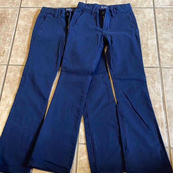 NWOT Two Pair 8 Slim Childrens Place Bootcut Uniform Chinos in Navy - Picture 6 of 6